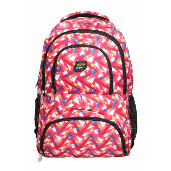 Aqsa ASB47 Designer School Bag (White and Pink)